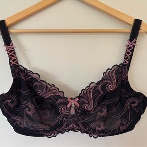 Black and Pink Lace Bra Size 75 F